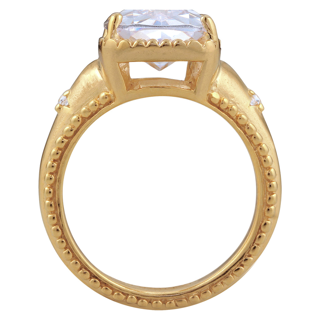 Gold - Elli | Verlobungsring | Zirkonia (Weiß) | 925 Sterling Silber vergoldet