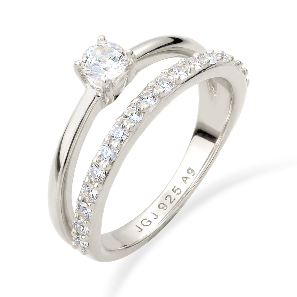 Silber - Elli | Stapelring | Mit Kristallen von Swarovski® (Weiß) | 925 Sterling Silber