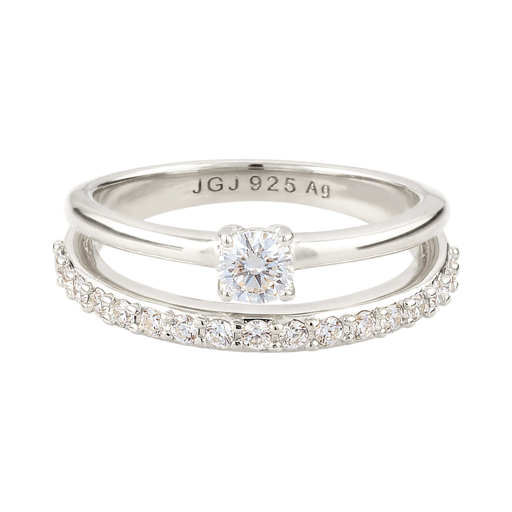 Silber - Elli | Stapelring | Mit Kristallen von Swarovski® (Weiß) | 925 Sterling Silber