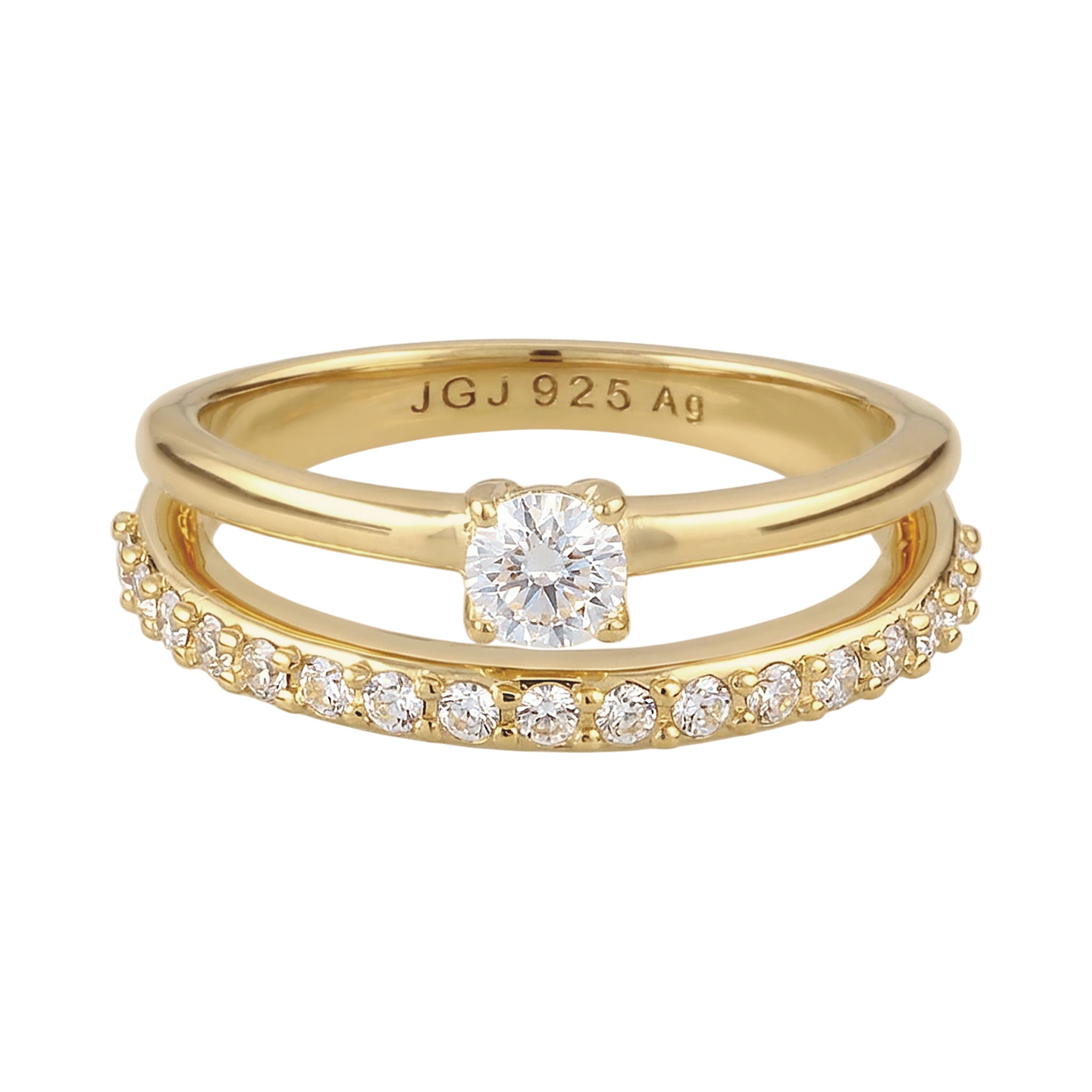 Gold - Elli | Stapelring | Mit Kristallen von Swarovski® (Weiß) | 925 Sterling Silber vergoldet
