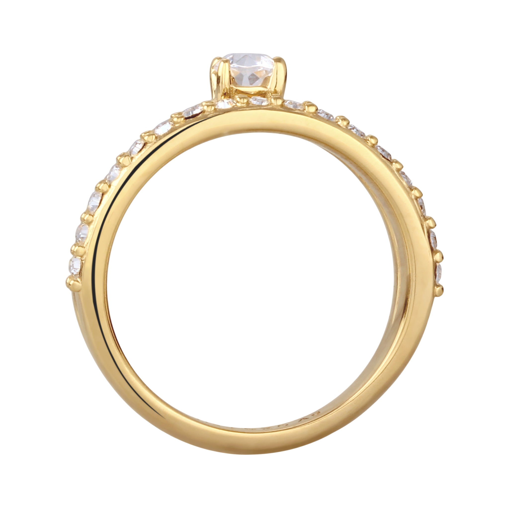 Gold - Elli | Stapelring | Mit Kristallen von Swarovski® (Weiß) | 925 Sterling Silber vergoldet