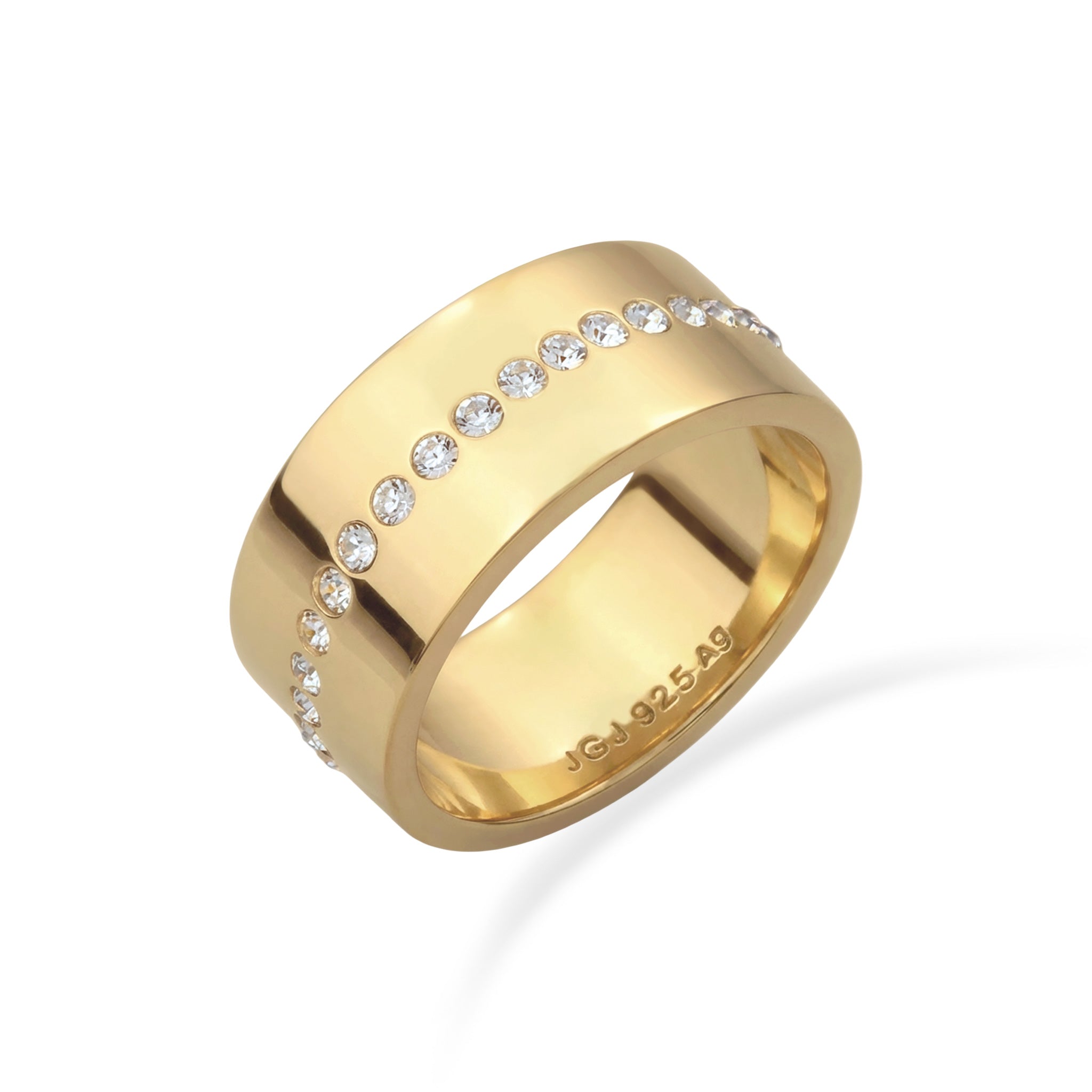 Gold - Elli | Bandring | Mit Kristallen von Swarovski® (Weiß) | 925 Sterling Silber vergoldet