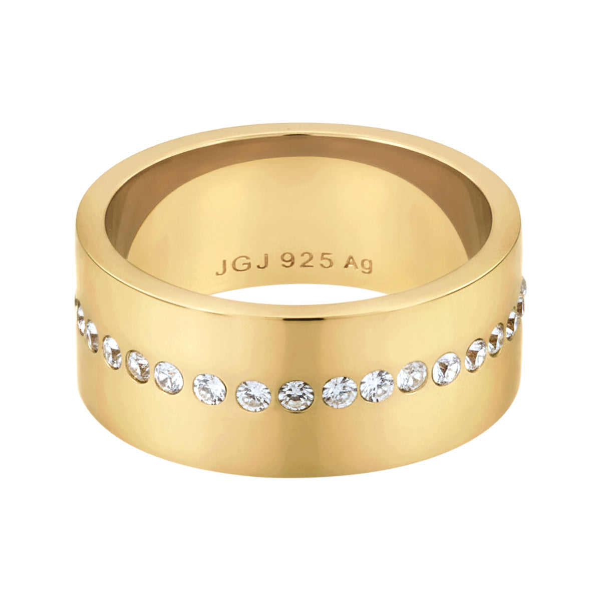 Gold - Elli | Bandring | Mit Kristallen von Swarovski® (Weiß) | 925 Sterling Silber vergoldet
