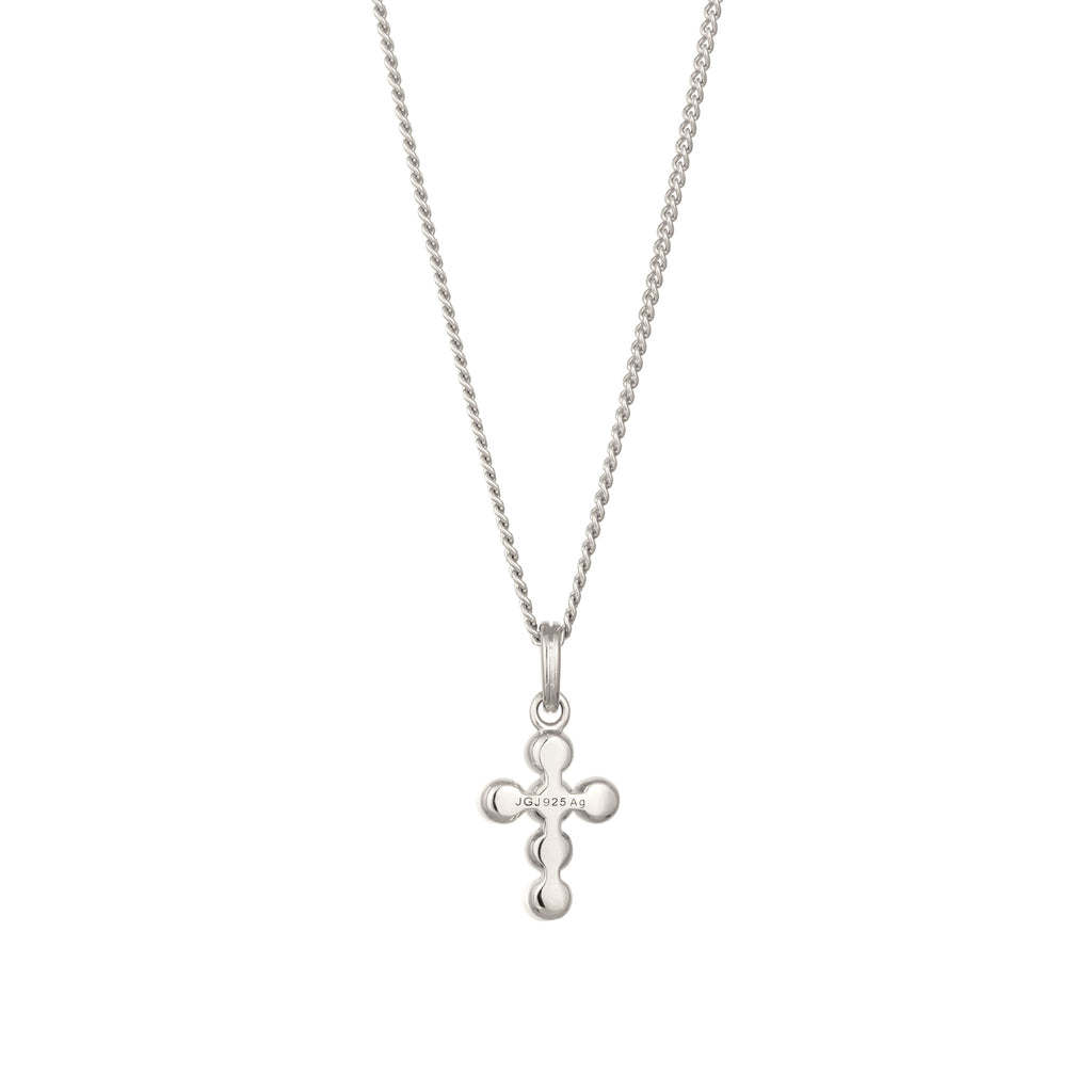 Silber - Elli | Halskette Kreuz | Mit Perlen von Swarovski® (Weiß) | 925 Sterling Silber