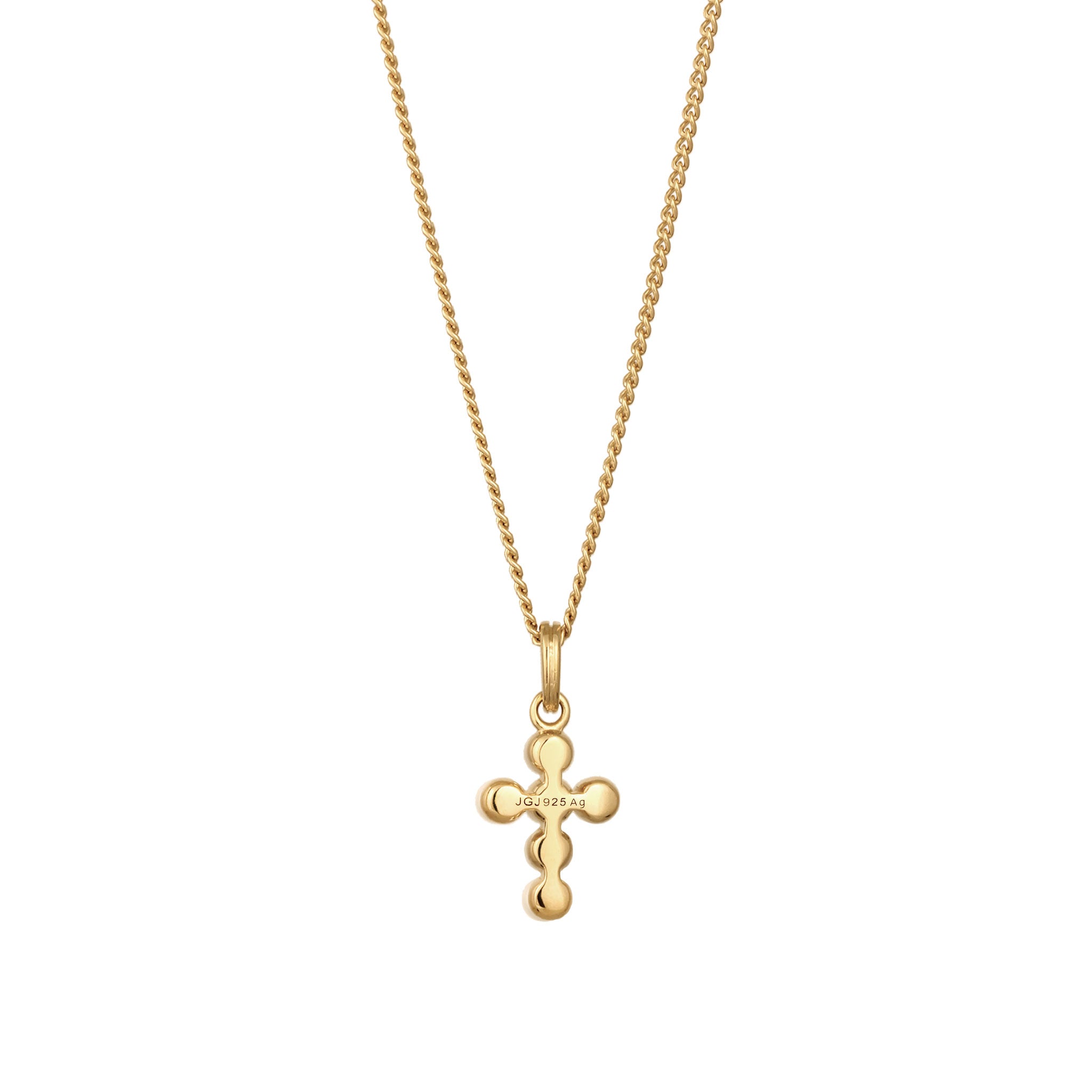 Gold - Elli | Halskette Kreuz | Mit Perlen von Swarovski® (Weiß) | 925 Sterling Silber vergoldet