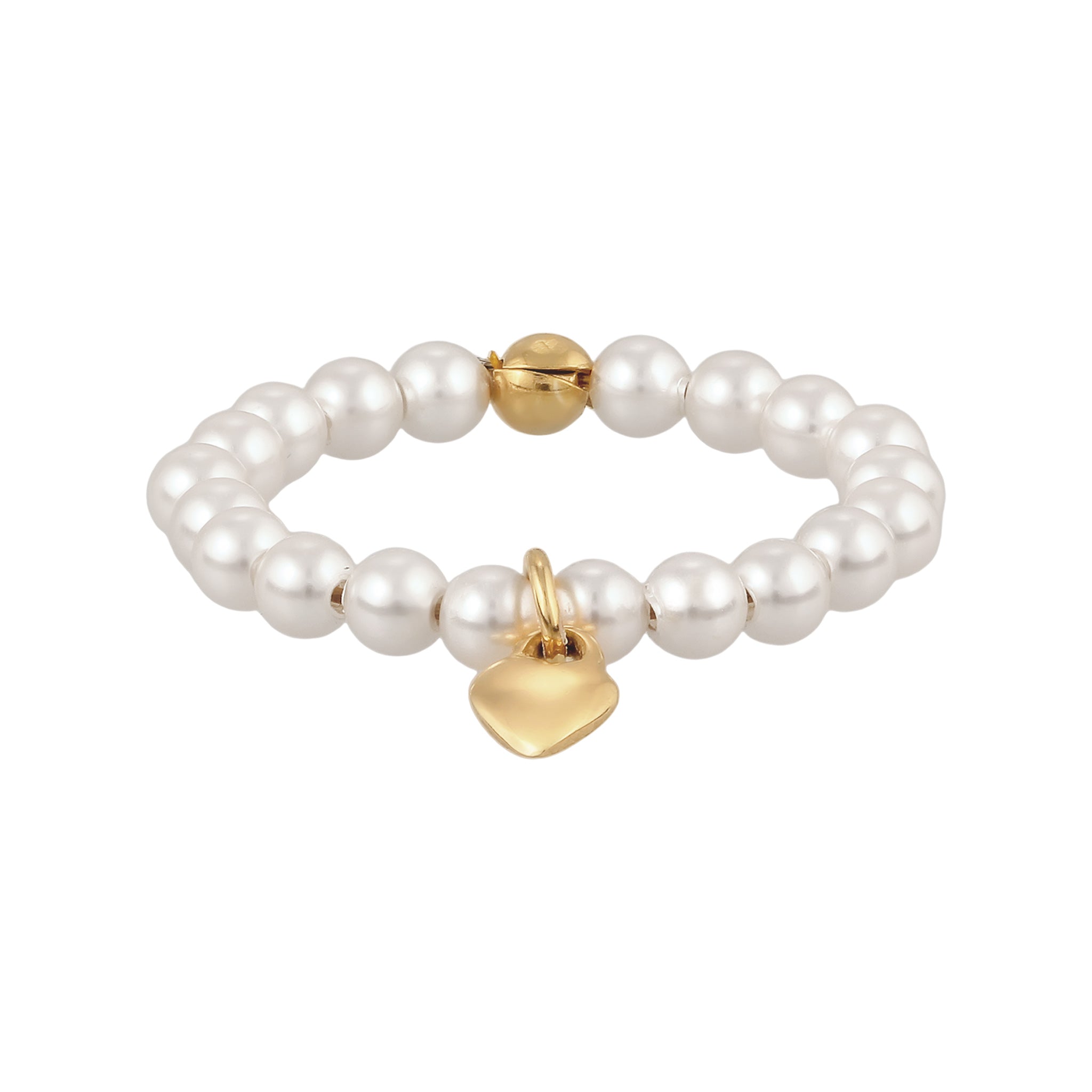 Gold - Elli | Ring Herz Anhänger | Mit Perlen von Swarovski® (Weiß) | 925 Sterling Silber vergoldet