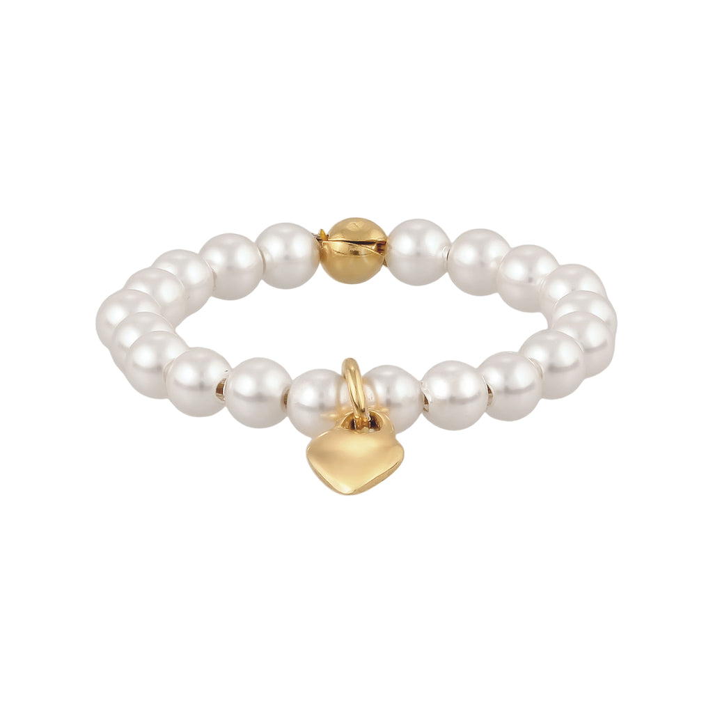 Gold - Elli | Ring Herz Anhänger | Mit Perlen von Swarovski® (Weiß) | 925 Sterling Silber vergoldet