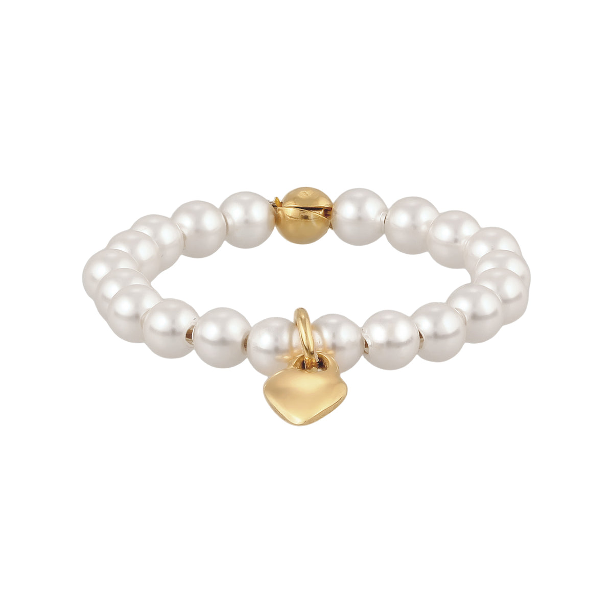 Gold - Elli | Ring Herz Anhänger | Mit Perlen von Swarovski® (Weiß) | 925 Sterling Silber vergoldet