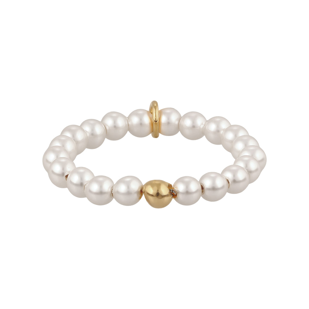 Gold - Elli | Ring Herz Anhänger | Mit Perlen von Swarovski® (Weiß) | 925 Sterling Silber vergoldet