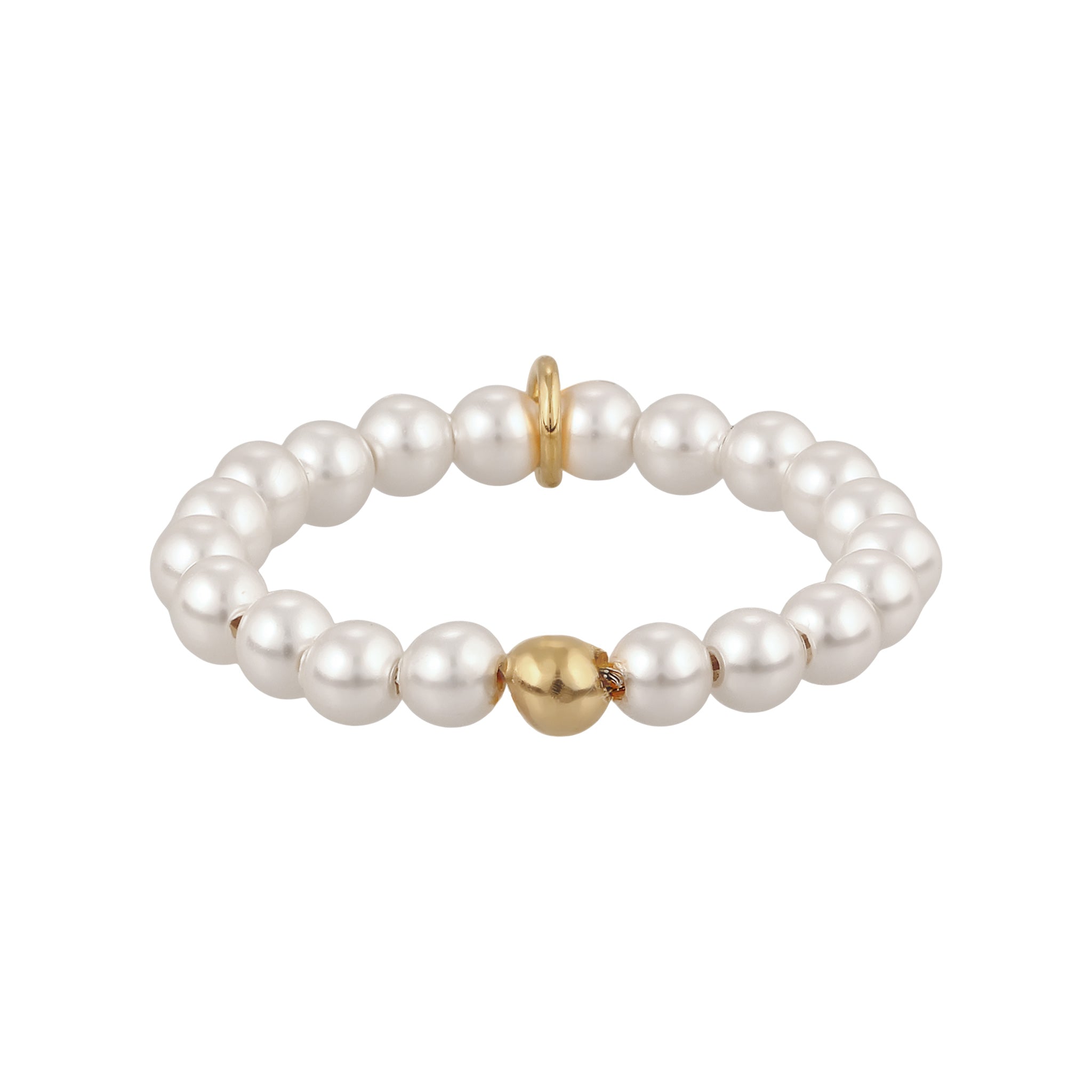 Gold - Elli | Ring Herz Anhänger | Mit Perlen von Swarovski® (Weiß) | 925 Sterling Silber vergoldet
