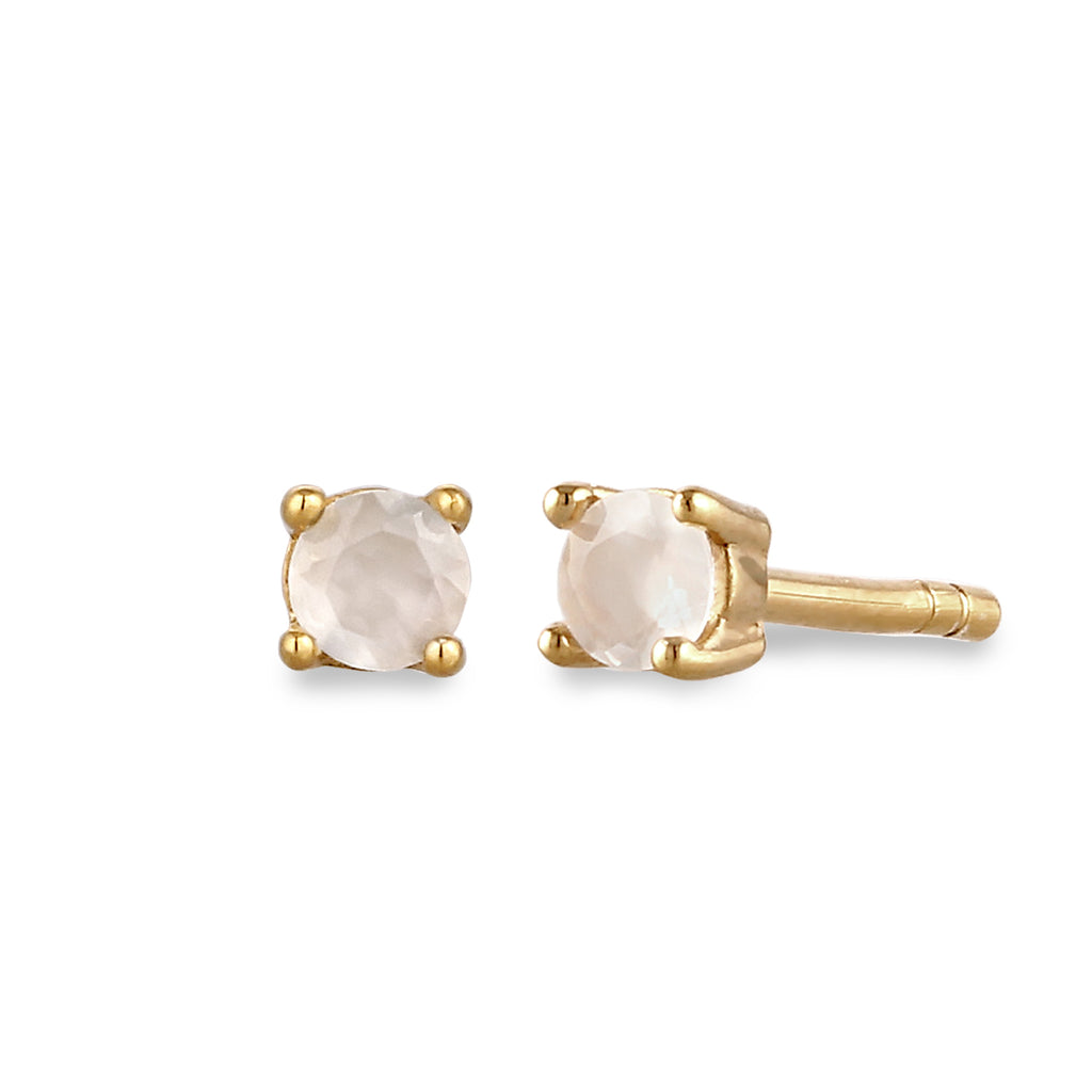 Gold - Elli PREMIUM | Ohrstecker Basic | Mondstein (Regenbogen) | 925 Sterling Silber vergoldet