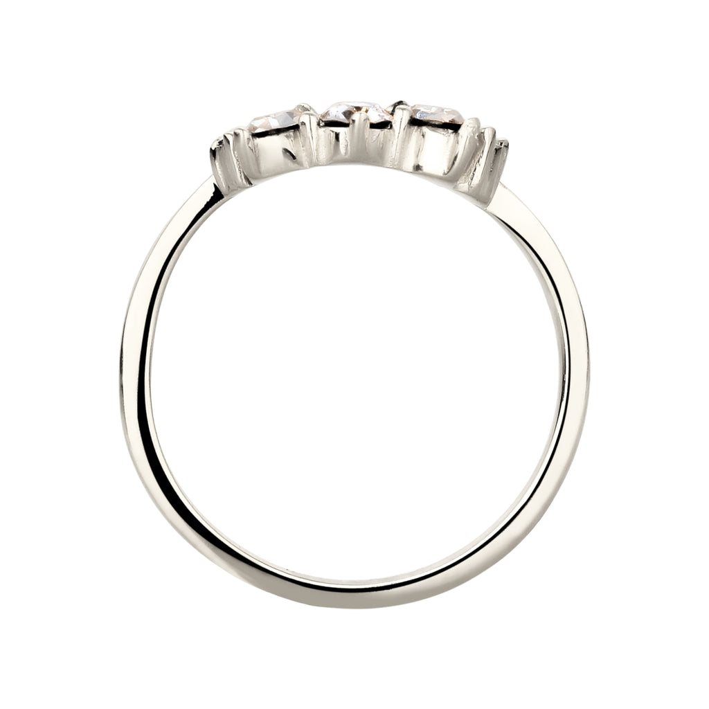 Silber - Elli | Ring Krone | Mit Kristallen von Swarovski® (Weiß) | 925 Sterling Silber
