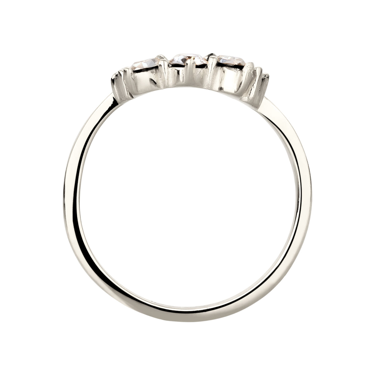 Silber - Elli | Ring Krone | Mit Kristallen von Swarovski® (Weiß) | 925 Sterling Silber