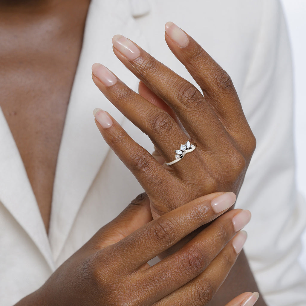 Silber - Elli | Ring Krone | Mit Kristallen von Swarovski® (Weiß) | 925 Sterling Silber