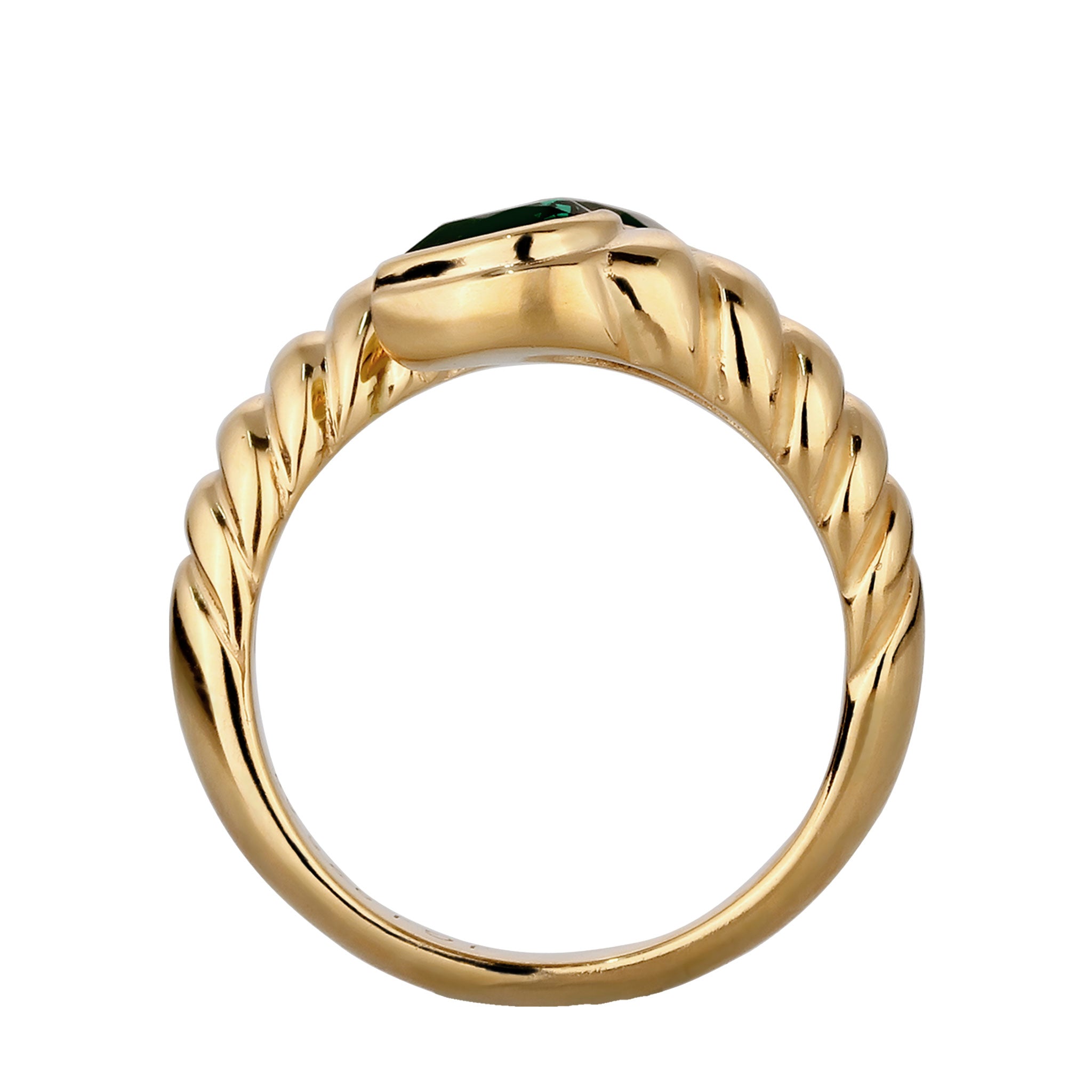 Gold - Elli | Wickelring Schlange | Mit Kristallen von Swarovski® (Grün) | 925 Sterling Silber vergoldet
