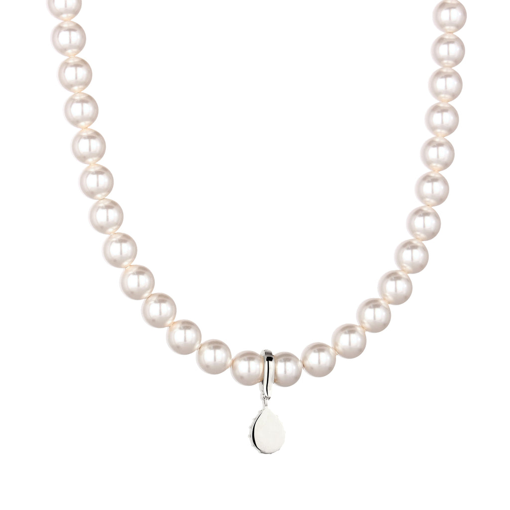 Silber - Elli | Halskette | Mit Perlen & Kristallen von Swarovski® (Dunkelblau & Weiß) | 925 Sterling Silber