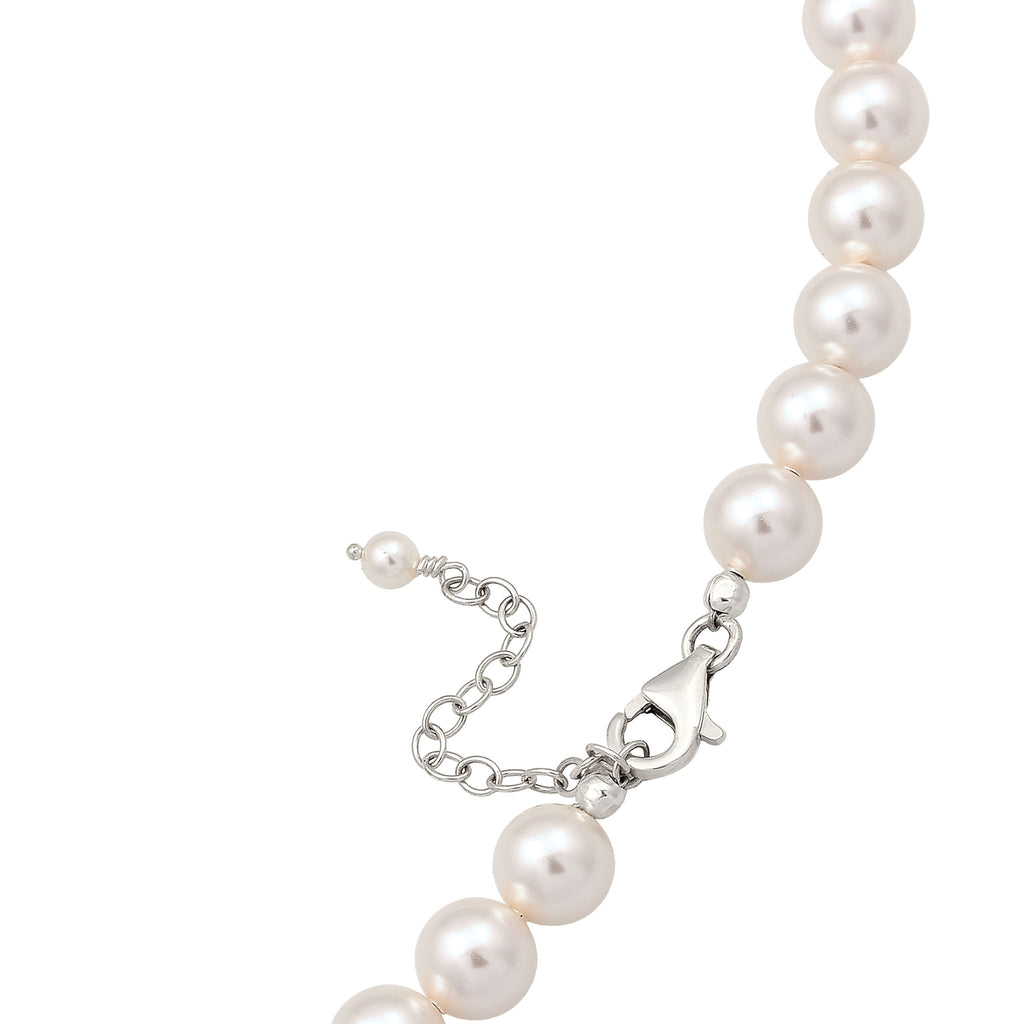 Silber - Elli | Halskette | Mit Perlen & Kristallen von Swarovski® (Dunkelblau & Weiß) | 925 Sterling Silber