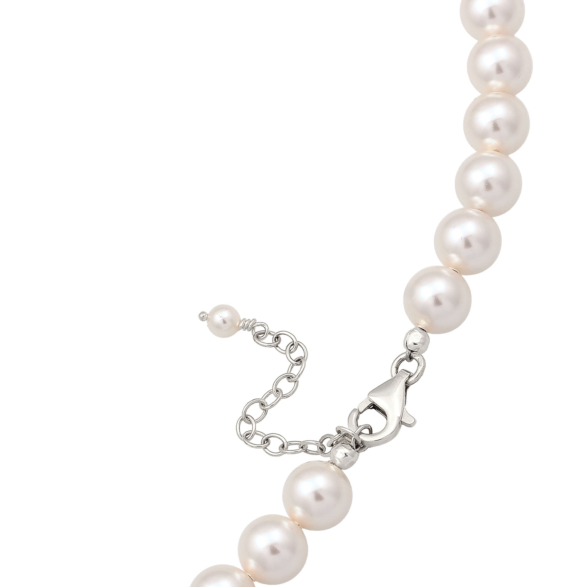 Silber - Elli | Halskette | Mit Perlen & Kristallen von Swarovski® (Dunkelblau & Weiß) | 925 Sterling Silber