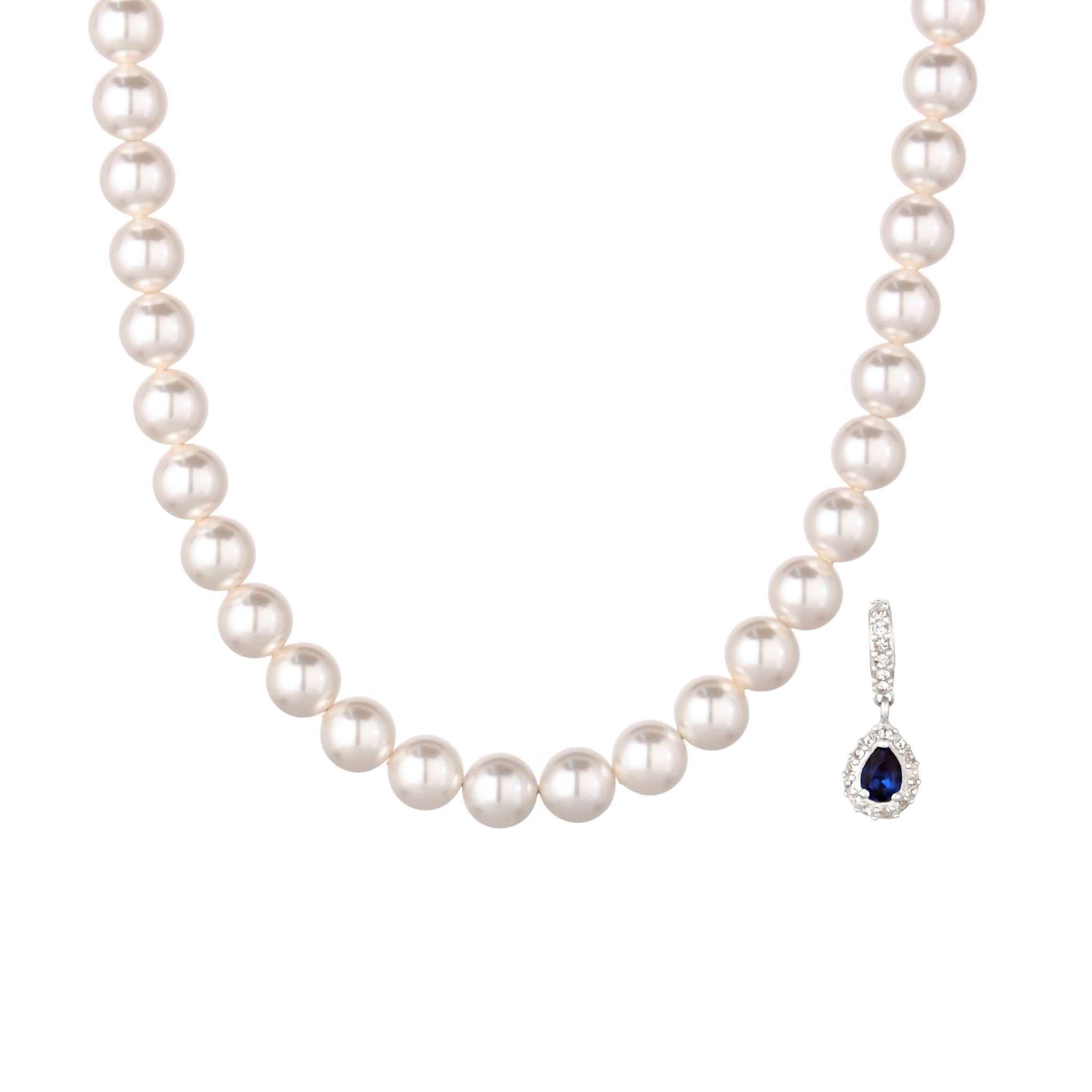 Silber - Elli | Halskette | Mit Perlen & Kristallen von Swarovski® (Dunkelblau & Weiß) | 925 Sterling Silber