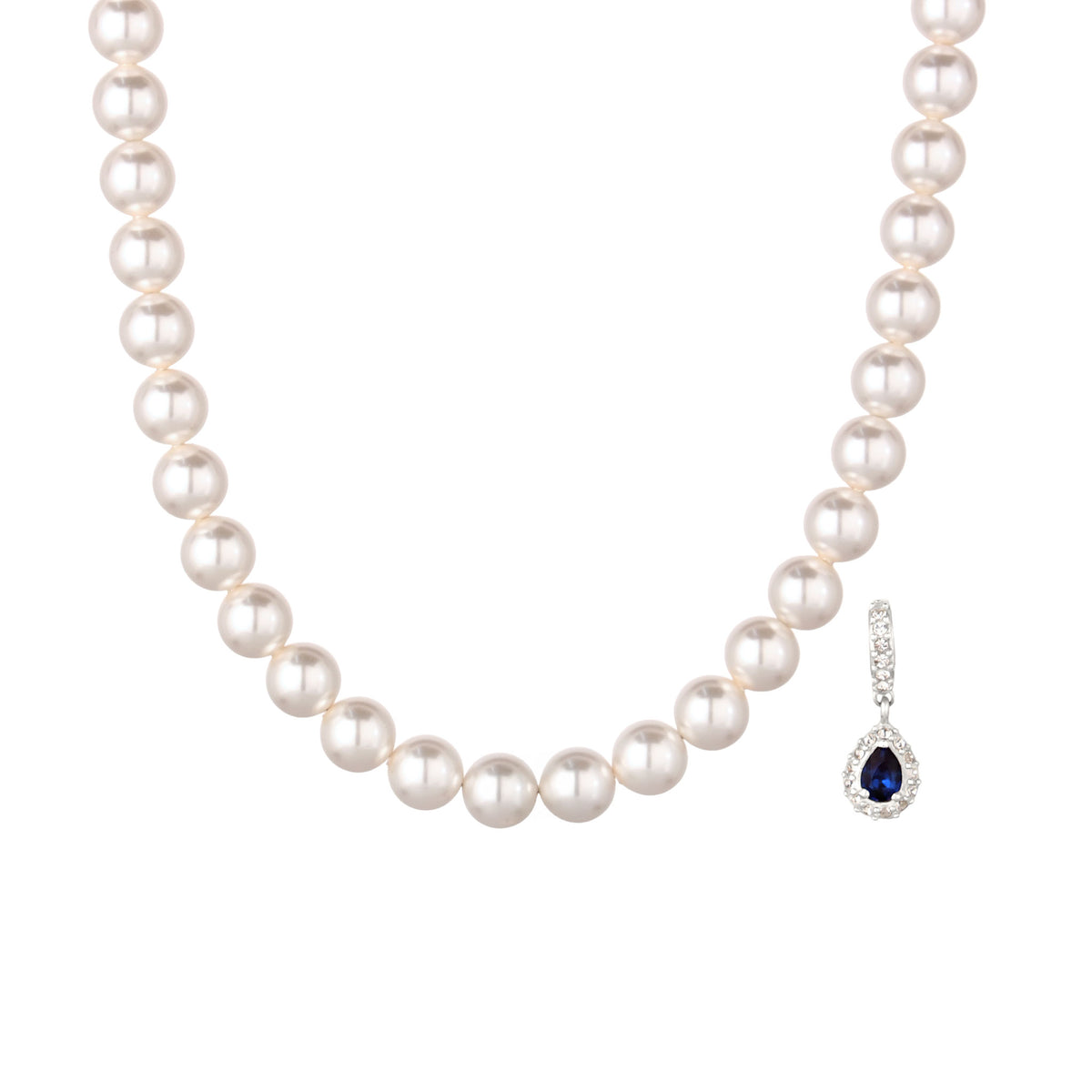 Silber - Elli | Halskette | Mit Perlen & Kristallen von Swarovski® (Dunkelblau & Weiß) | 925 Sterling Silber