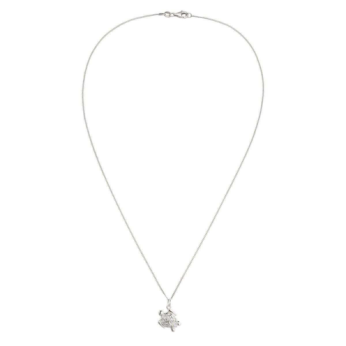 Silber - Elli | Halskette Schildkröte | mit Kristallen von Swarovski® (Weiß) | 925 Sterling Silber