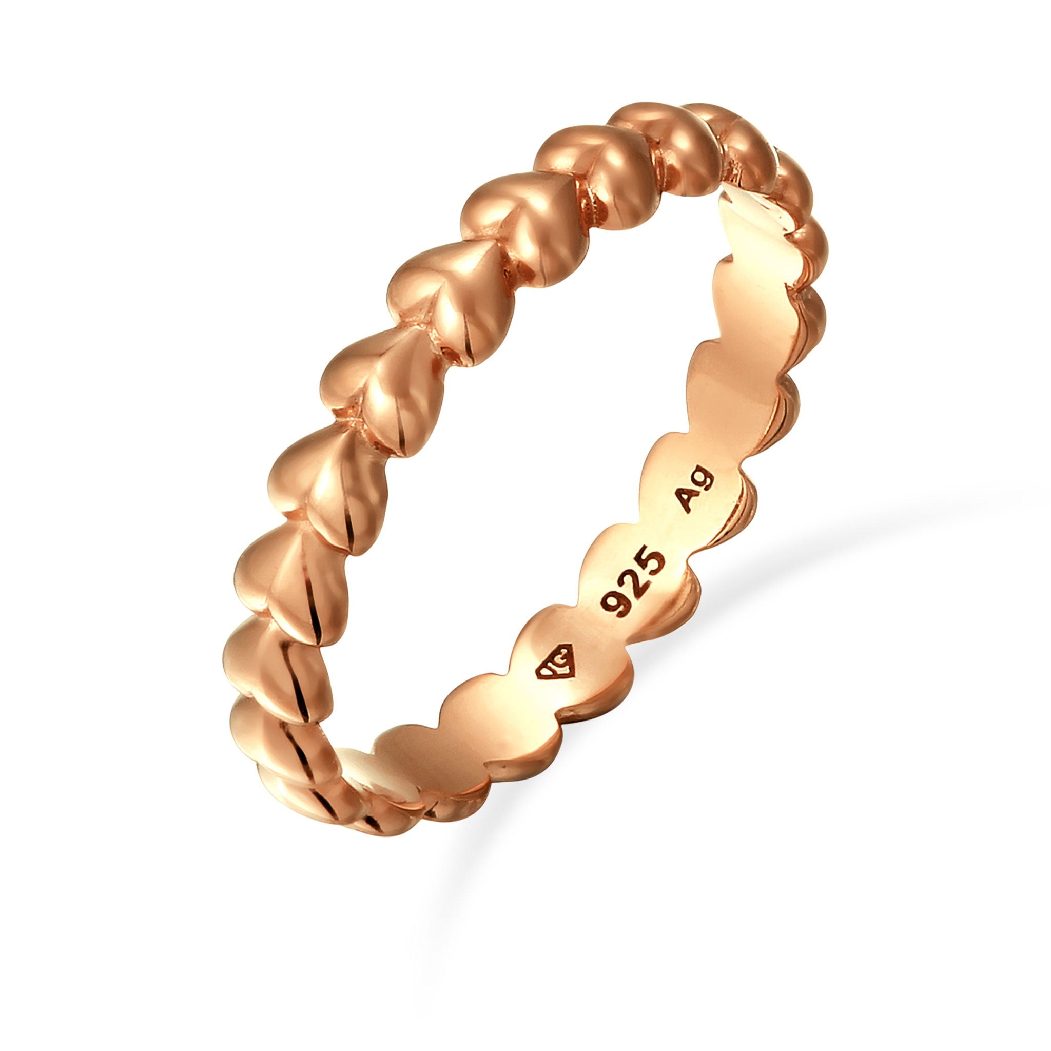 Roségold - Elli | Bandring Herz | 925 Sterling Silber Rosegold