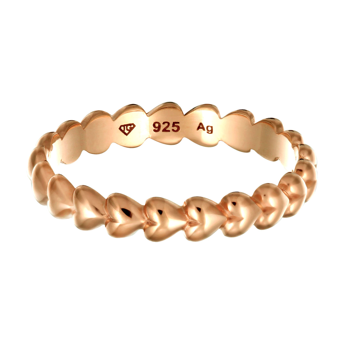 Roségold - Elli | Bandring Herz | 925 Sterling Silber Rosegold