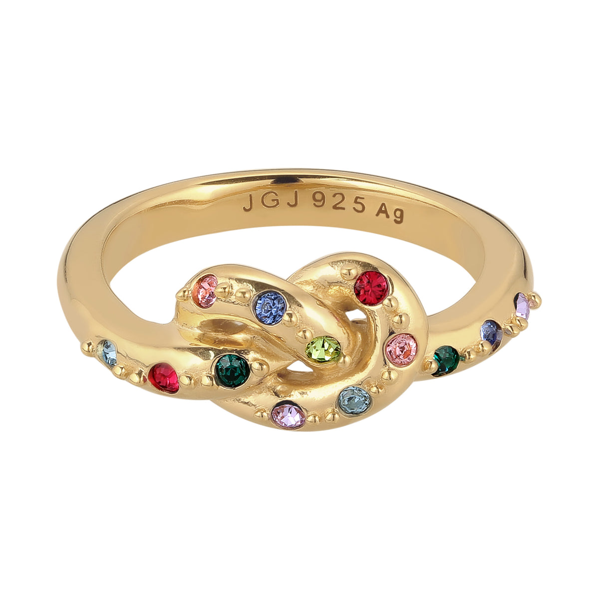 Gold - Elli | Knoten | mit Kristalle von Swarovski® (Grün, Blau) | 925 Sterling Silber vergoldet
