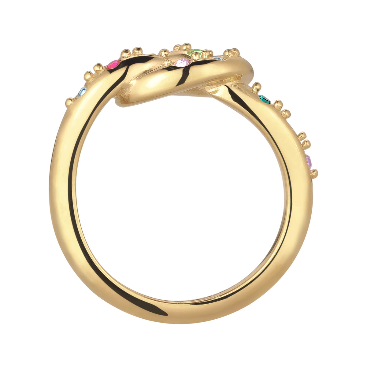 Gold - Elli | Knoten | mit Kristalle von Swarovski® (Grün, Blau) | 925 Sterling Silber vergoldet