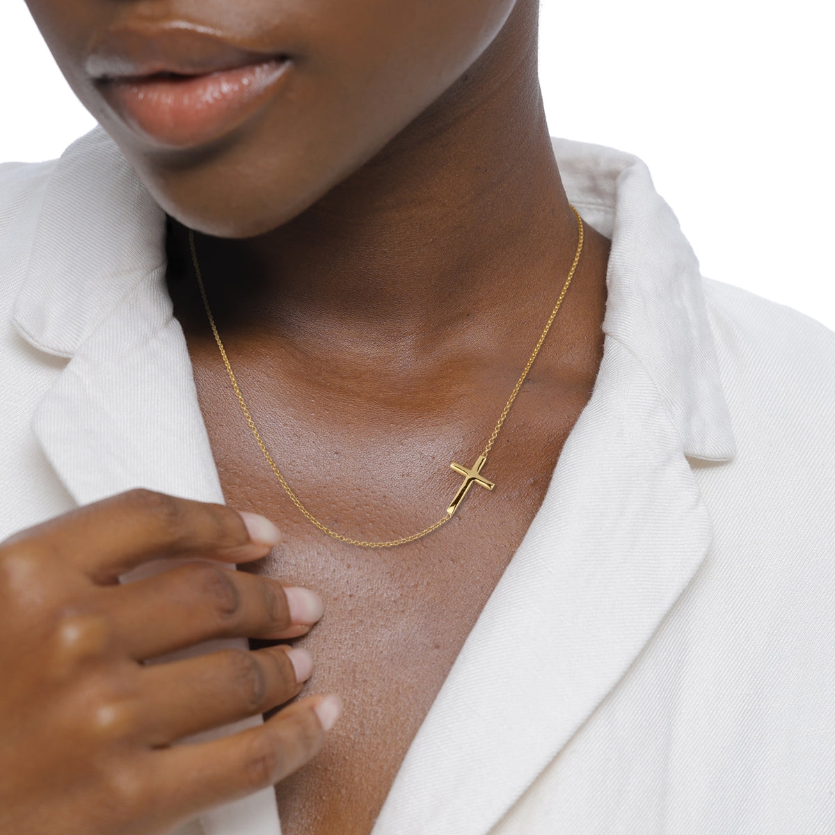 Gold - Elli | Halskette mit Kreuzanhänger | 925 Sterling Silber vergoldet
