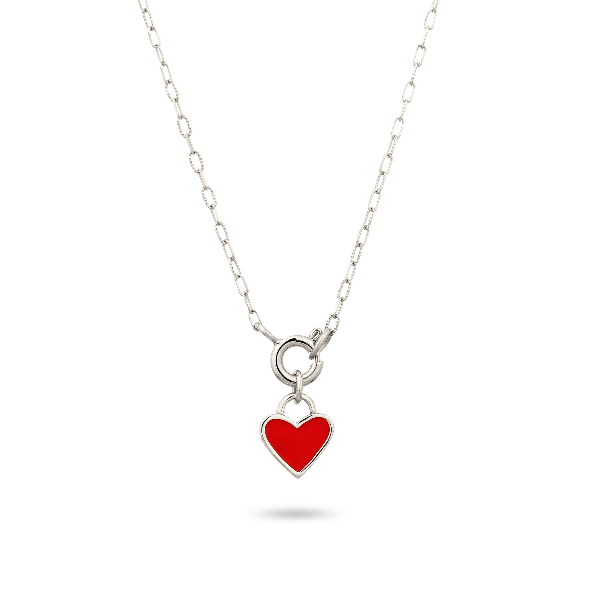 Silber - Elli | Halskette Herz | Emaille (Rot) | 925 Sterling Silber