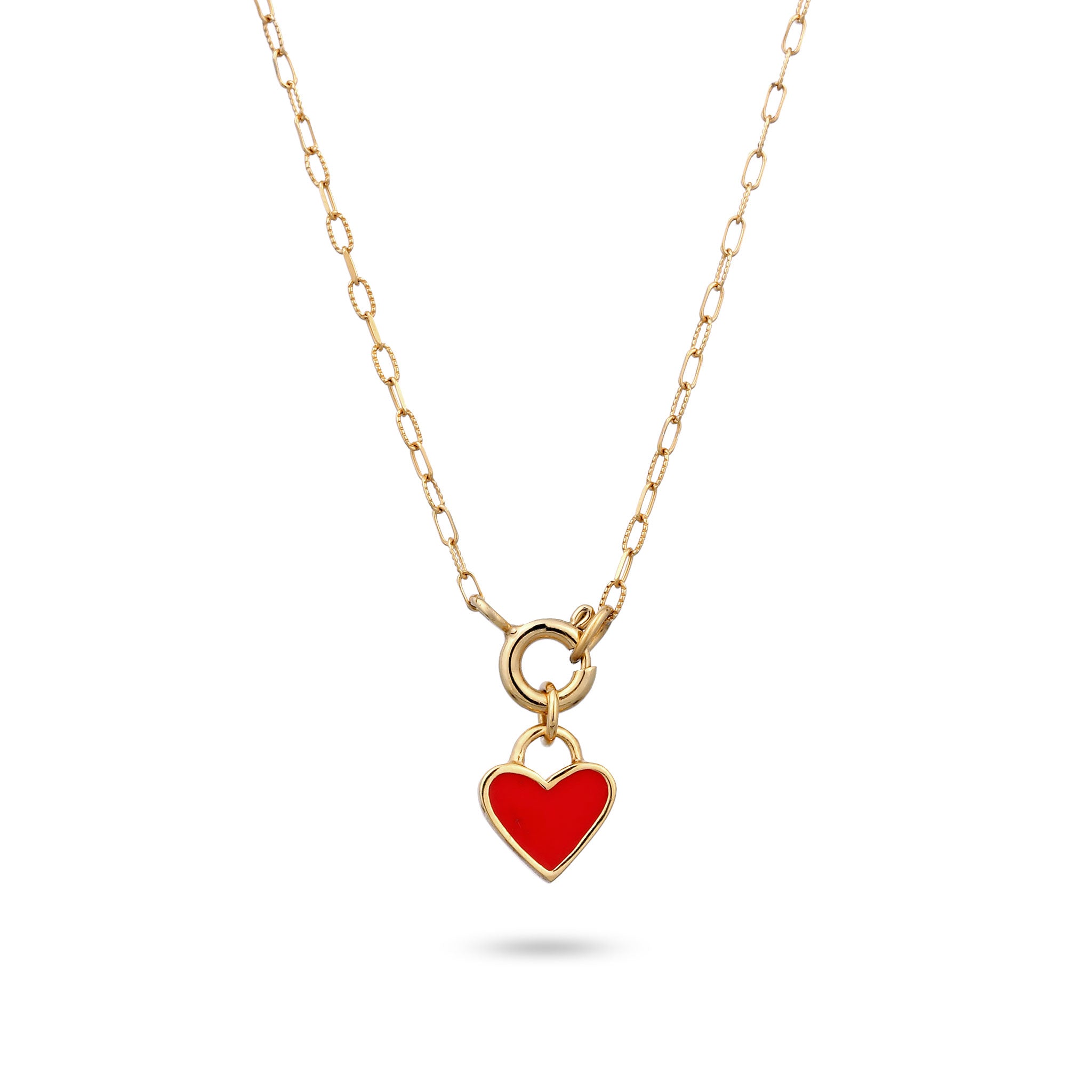 Gold - Elli | Halskette Herz | Emaille (Rot) | 925 Sterling Silber vergoldet