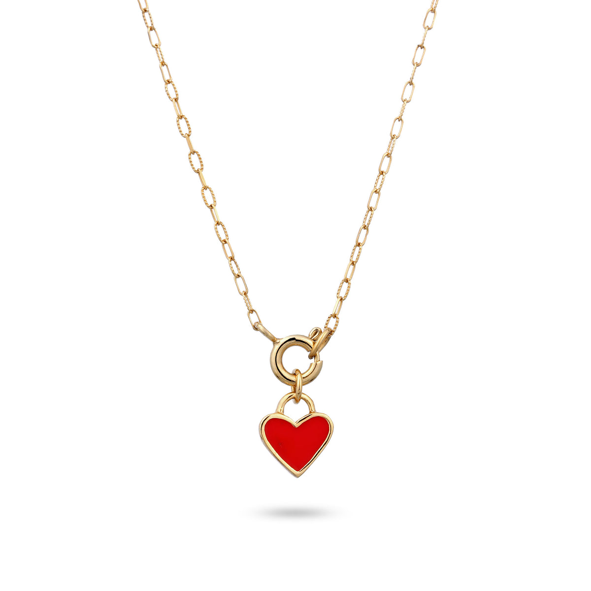Gold - Elli | Halskette Herz | Emaille (Rot) | 925 Sterling Silber vergoldet