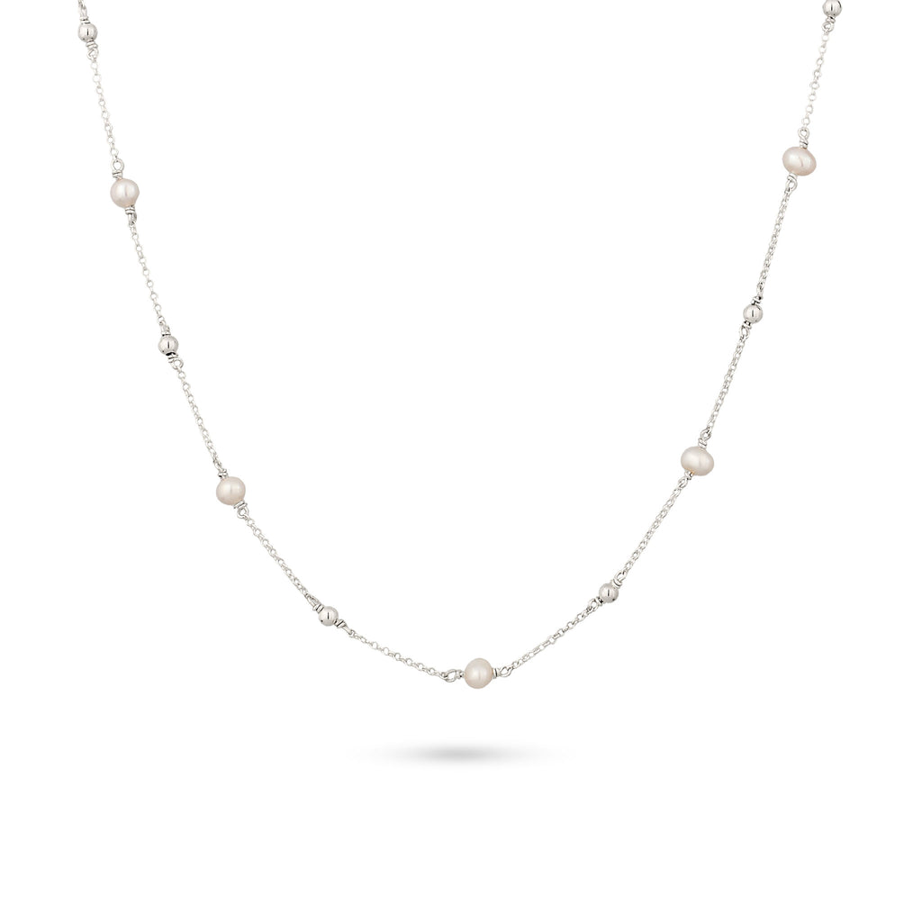Silber - Elli | Halskette | Süßwasserzuchtperlen (Weiß) | 925 Sterling Silber