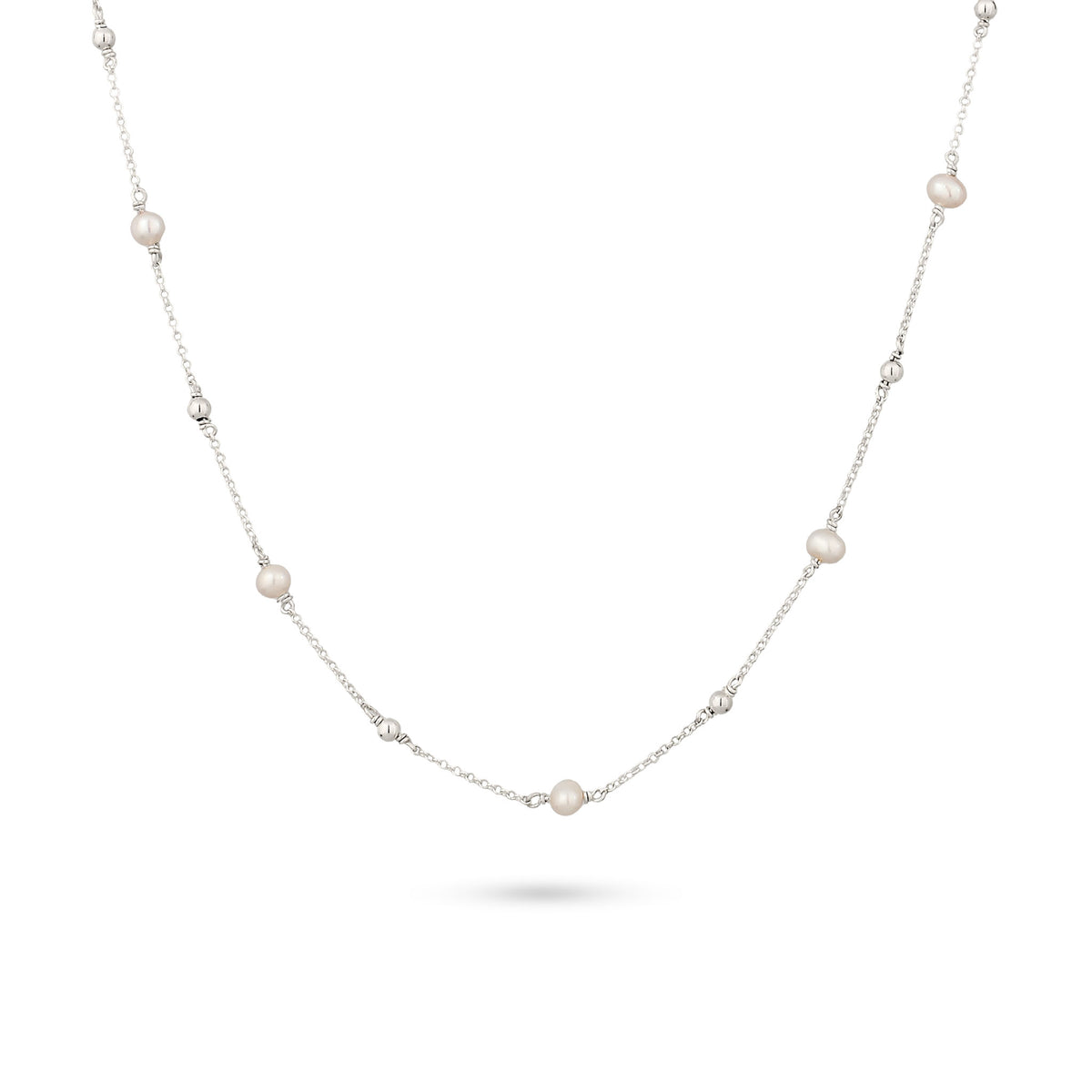Silber - Elli | Halskette | Süßwasserzuchtperlen (Weiß) | 925 Sterling Silber
