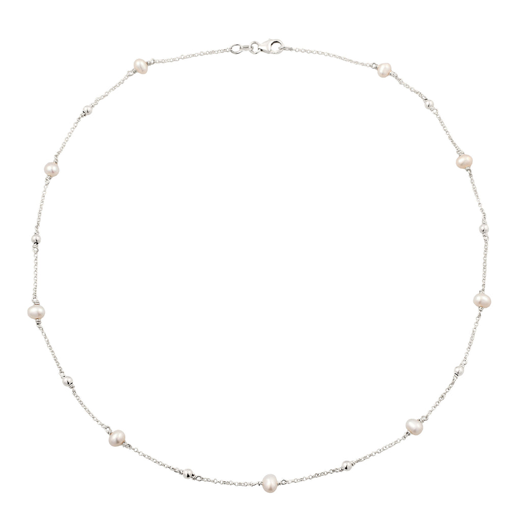 Silber - Elli | Halskette | Süßwasserzuchtperlen (Weiß) | 925 Sterling Silber
