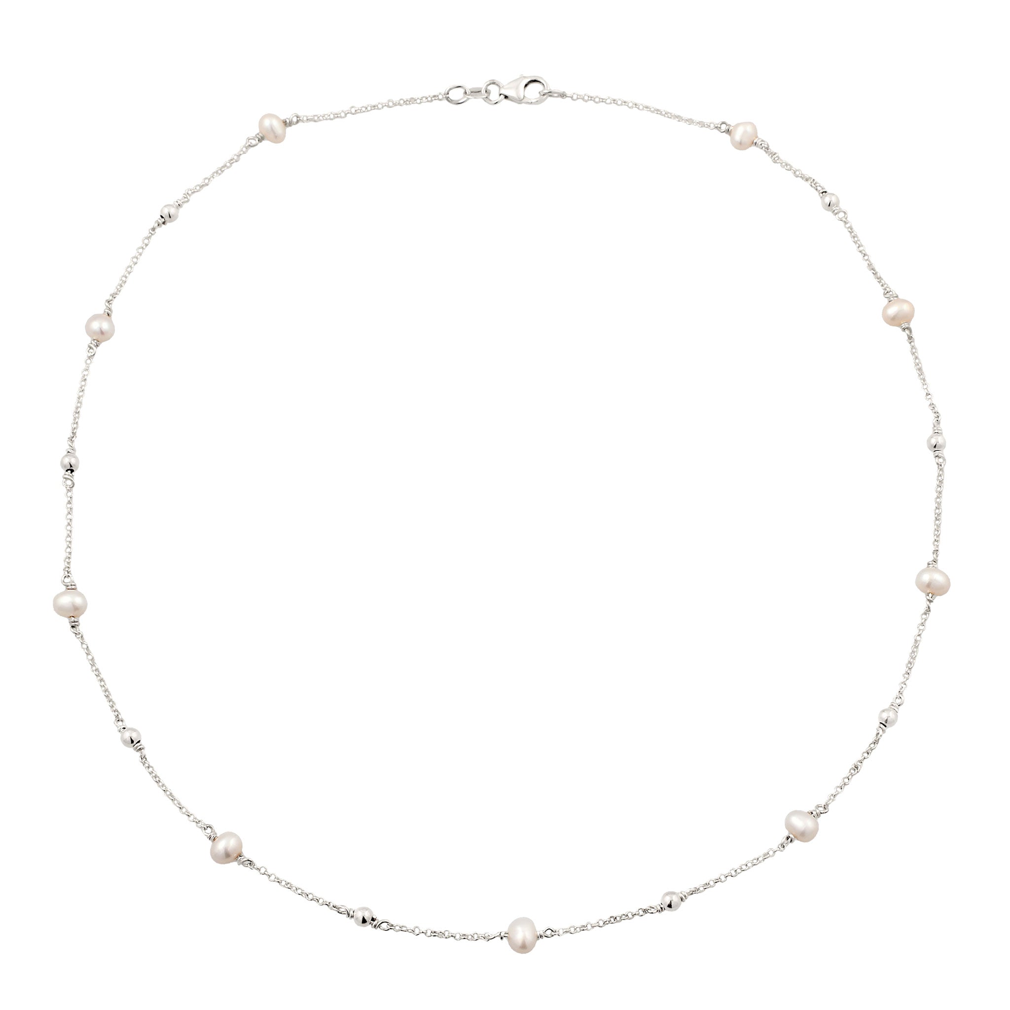 Silber - Elli | Halskette | Süßwasserzuchtperlen (Weiß) | 925 Sterling Silber