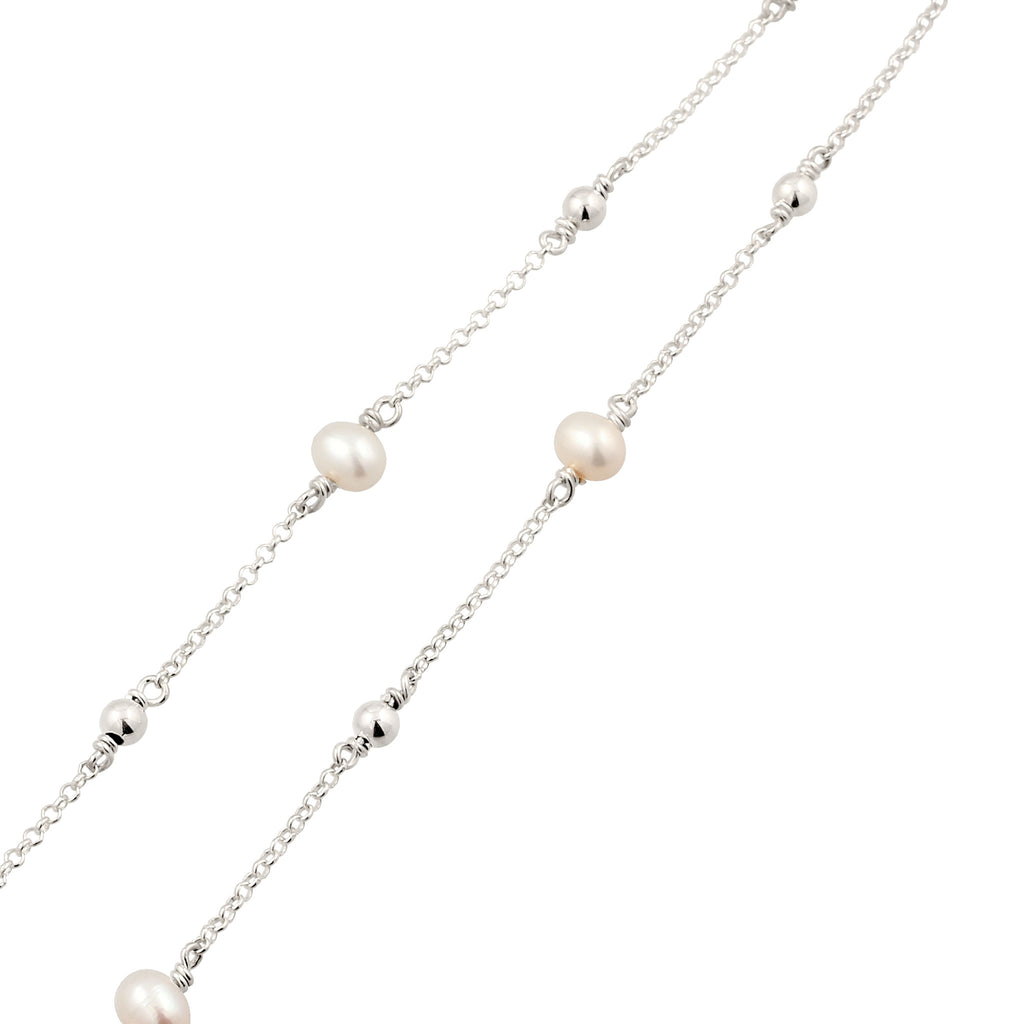 Silber - Elli | Halskette | Süßwasserzuchtperlen (Weiß) | 925 Sterling Silber