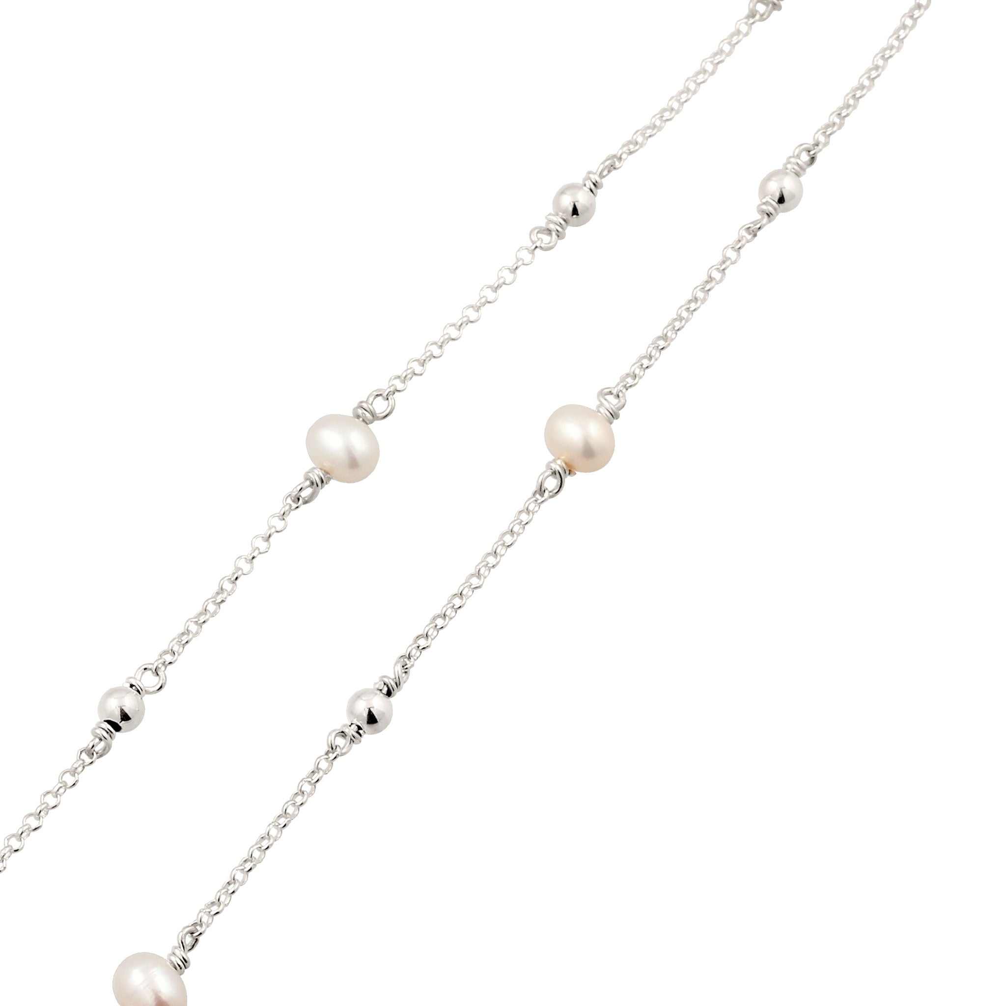 Silber - Elli | Halskette | Süßwasserzuchtperlen (Weiß) | 925 Sterling Silber