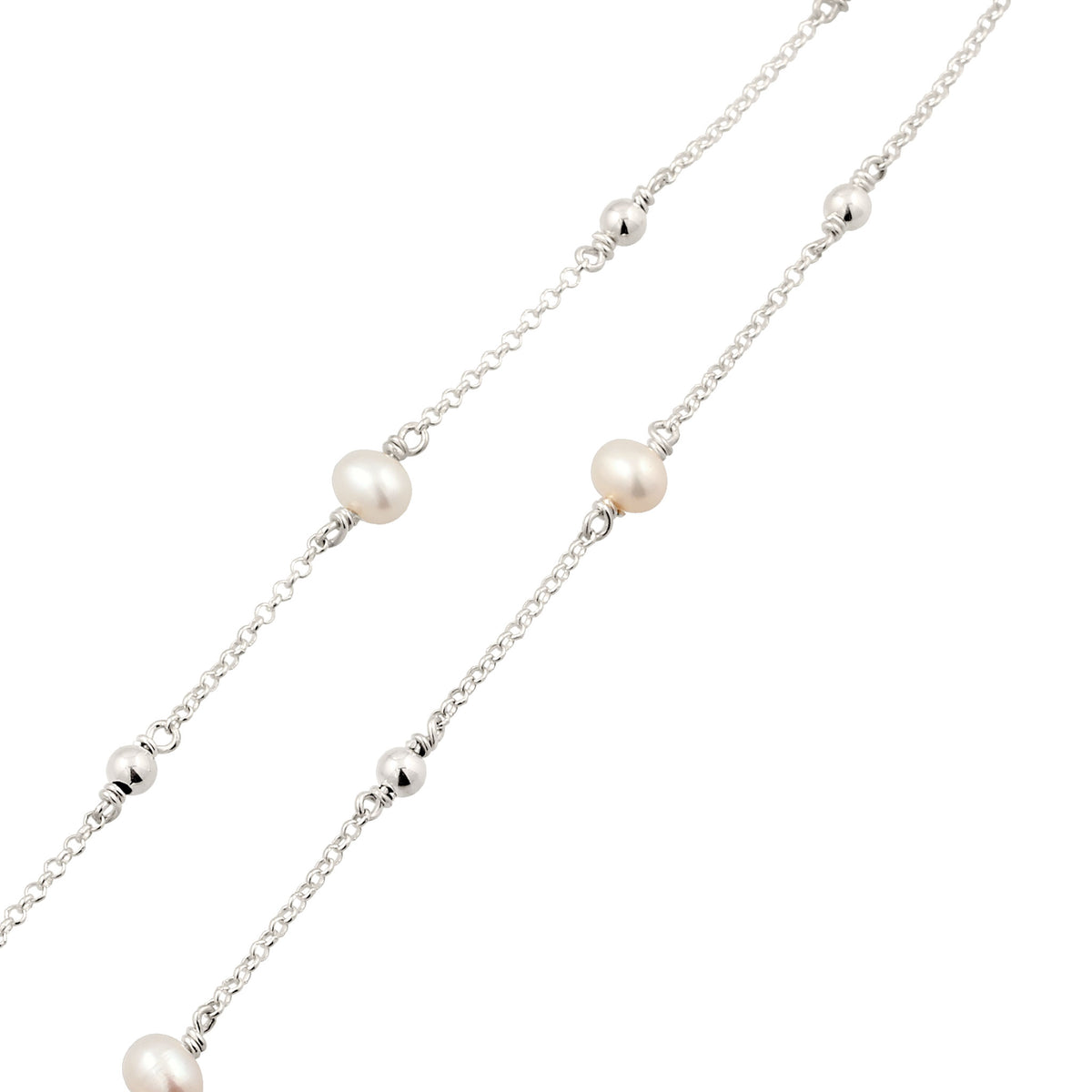 Silber - Elli | Halskette | Süßwasserzuchtperlen (Weiß) | 925 Sterling Silber