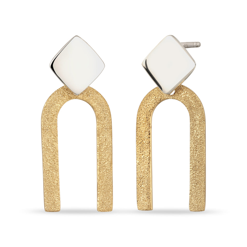 Zweifarbig - Elli | Ohrstecker Geo Bicolor | 925 Sterling Silber
