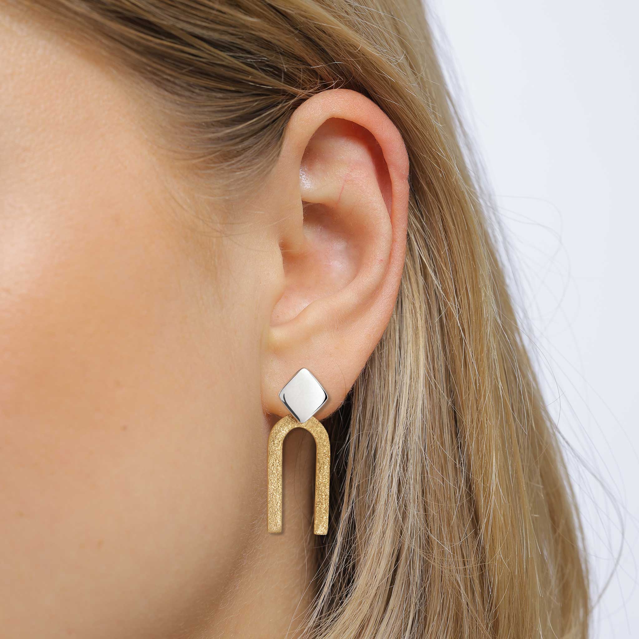 Zweifarbig - Elli | Ohrstecker Geo Bicolor | 925 Sterling Silber