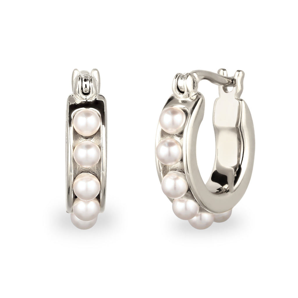 Silber - Elli | Creolen | Mit Perlen von Swarovski® (Weiß) | 925 Sterling Silber