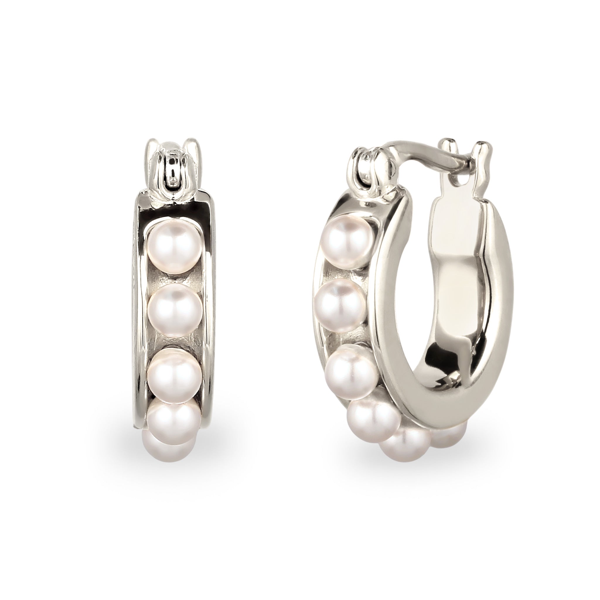 Silber - Elli | Creolen | Mit Perlen von Swarovski® (Weiß) | 925 Sterling Silber