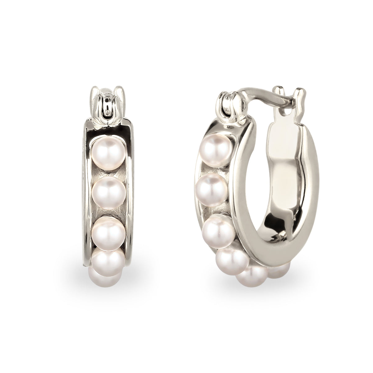 Silber - Elli | Creolen | Mit Perlen von Swarovski® (Weiß) | 925 Sterling Silber