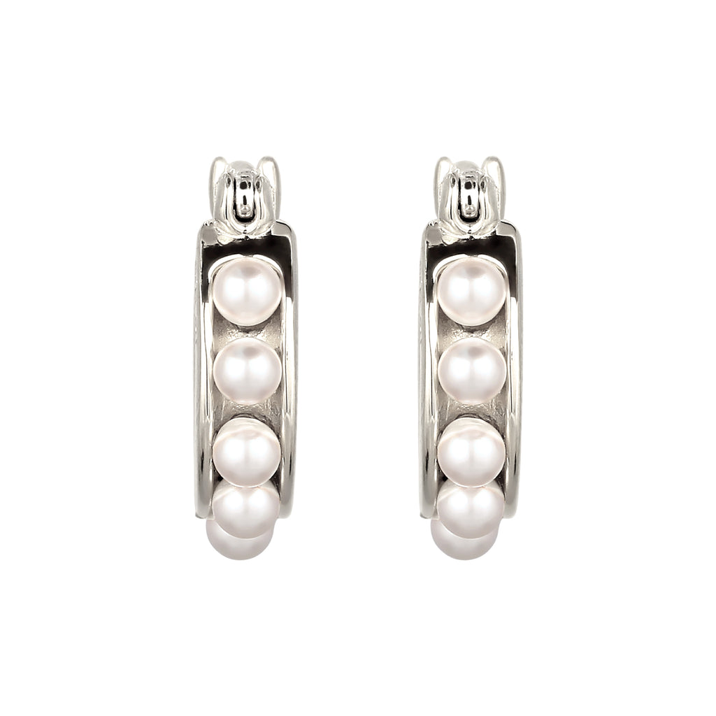 Silber - Elli | Creolen | Mit Perlen von Swarovski® (Weiß) | 925 Sterling Silber