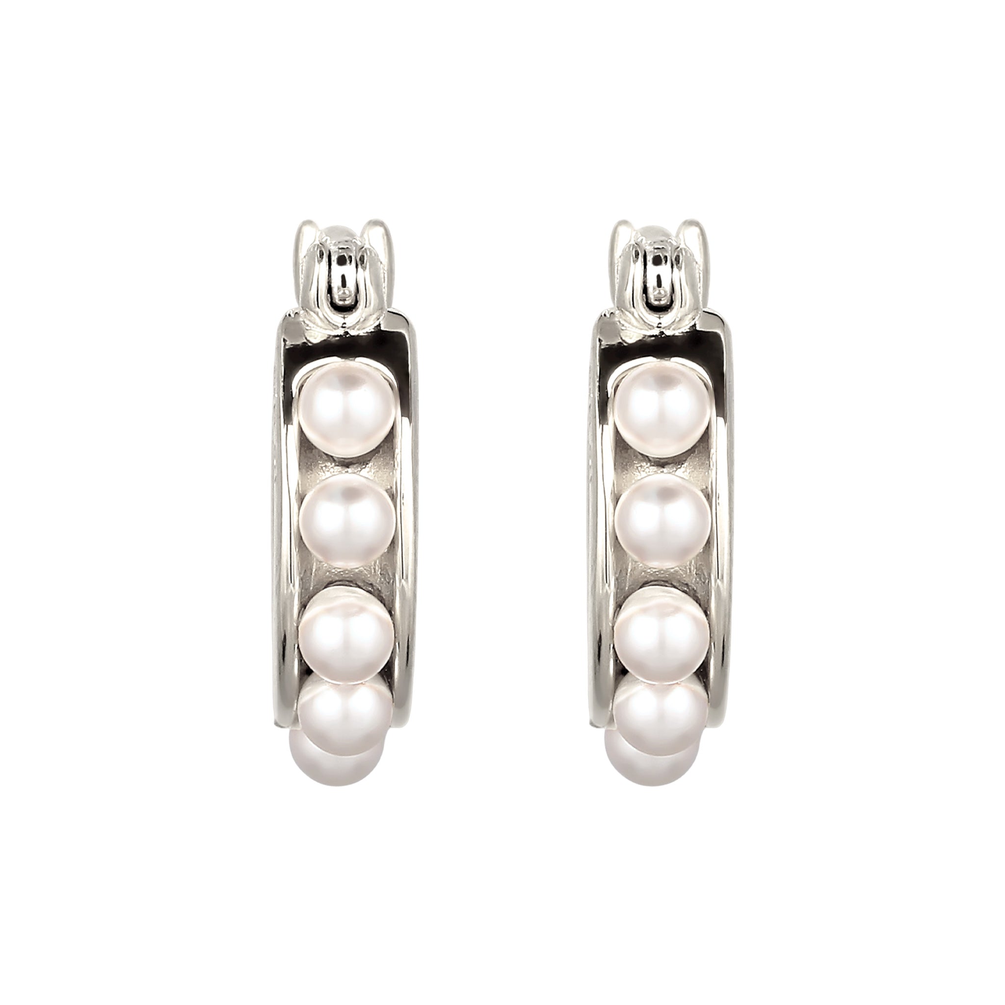 Silber - Elli | Creolen | Mit Perlen von Swarovski® (Weiß) | 925 Sterling Silber