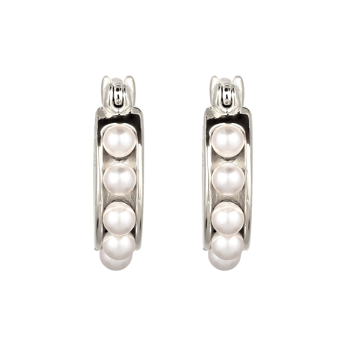 Silber - Elli | Creolen | Mit Perlen von Swarovski® (Weiß) | 925 Sterling Silber
