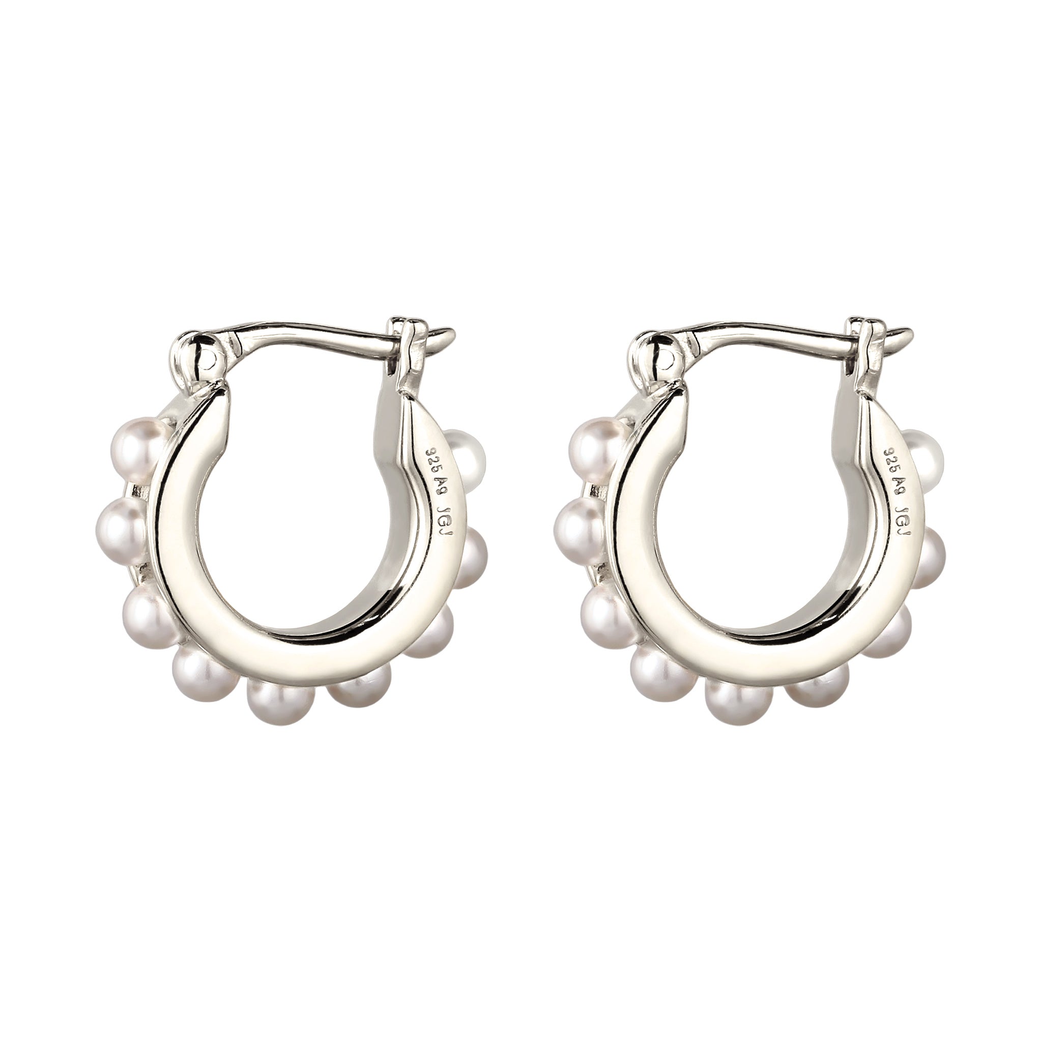 Silber - Elli | Creolen | Mit Perlen von Swarovski® (Weiß) | 925 Sterling Silber