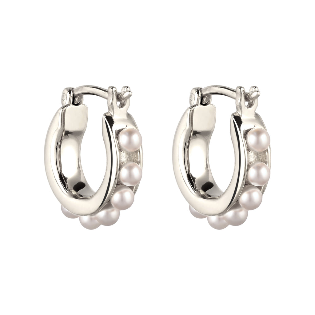 Silber - Elli | Creolen | Mit Perlen von Swarovski® (Weiß) | 925 Sterling Silber